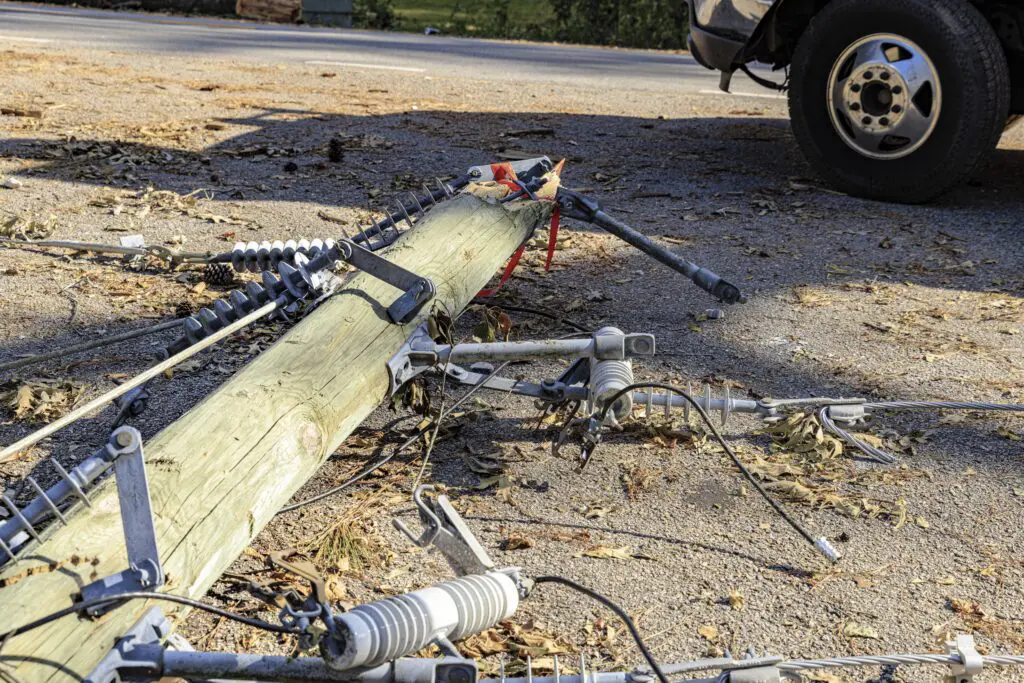 Poles down after storm.