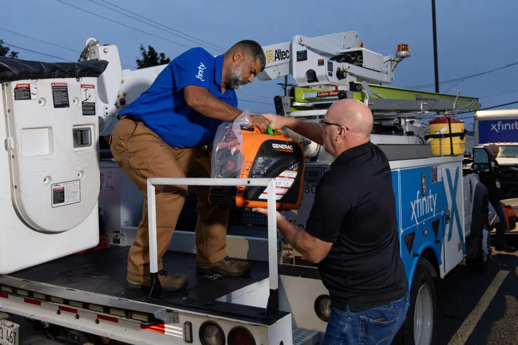 Storm Response team loading up generators for storm response and restoration