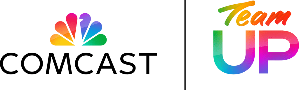 Comcast and Team UP logos