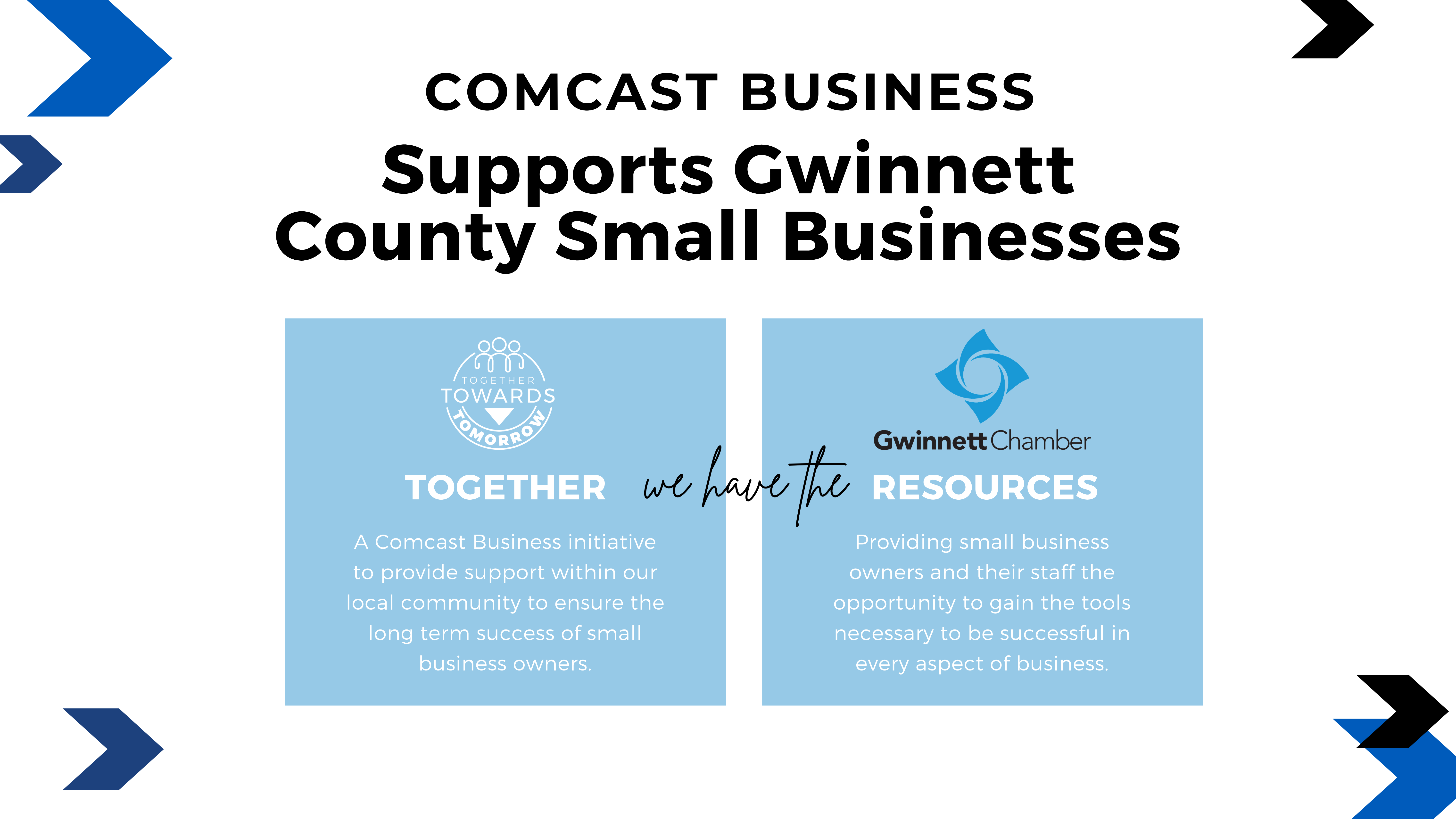 Text: Comcast Business Supports Gwinnett County Small Businesses