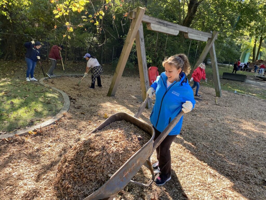 Working hard at Overton Park Rainbow Lake Playground