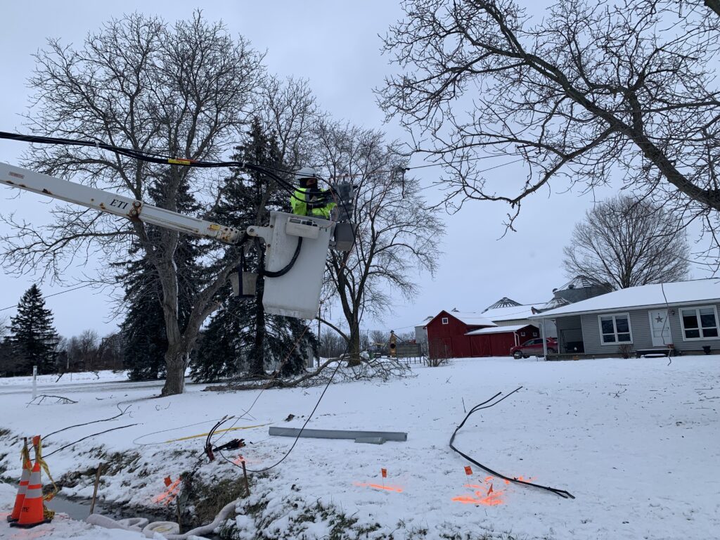 Comcast technician works around the clock after winter storm to get customers back online.