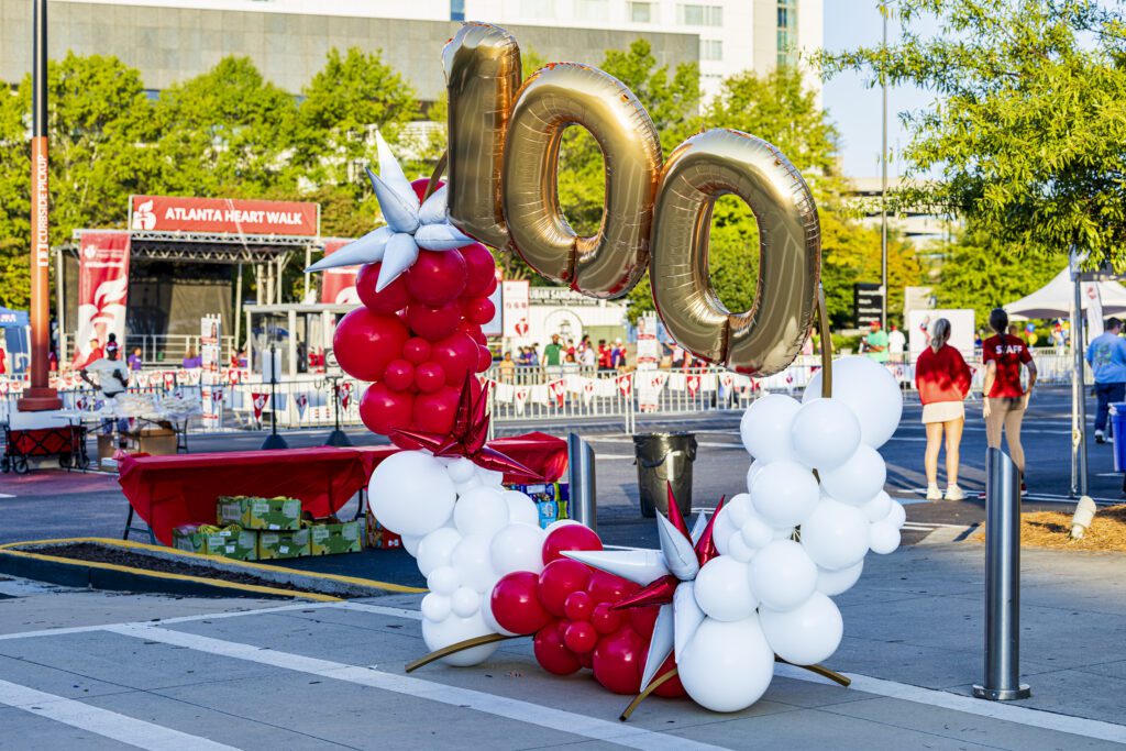 Comcast Business supports the American Health Association's Heart Walk in Atlanta. This photo is of decor from the 2024 Heart Walk event.