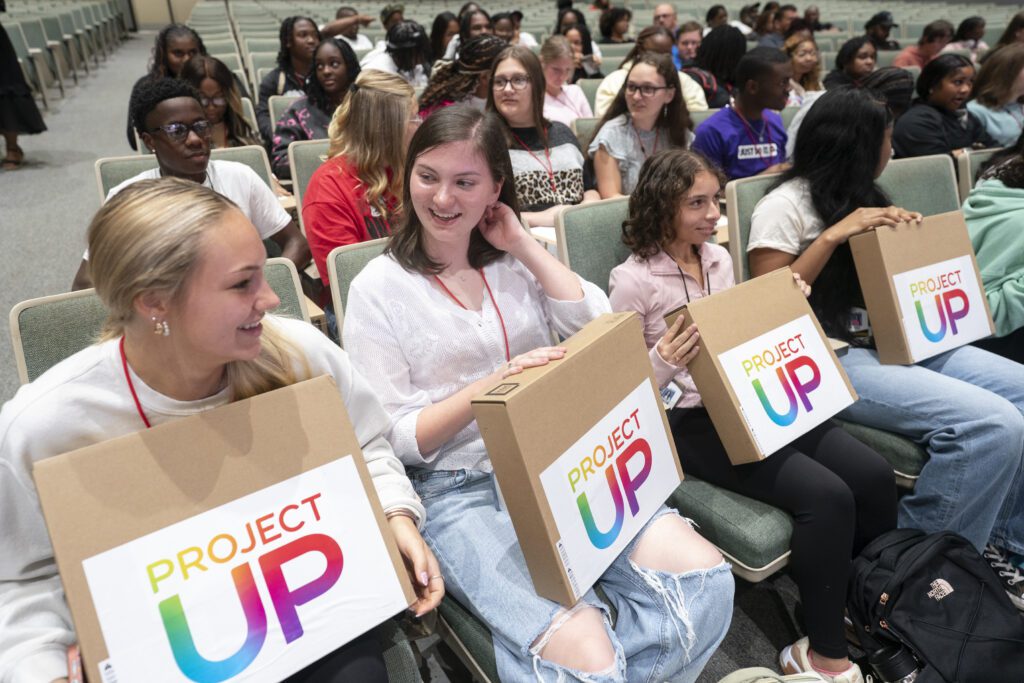 Students with laptops